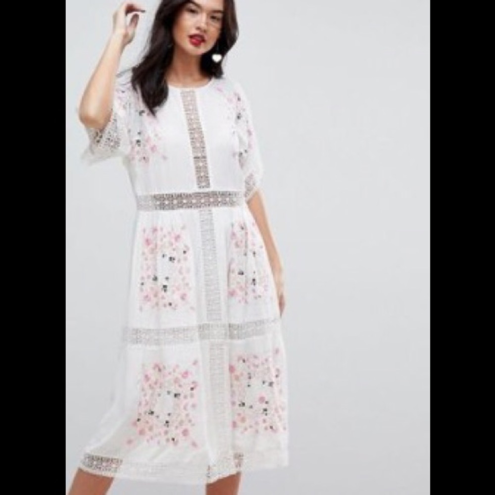 ASOS embroidered midi dress